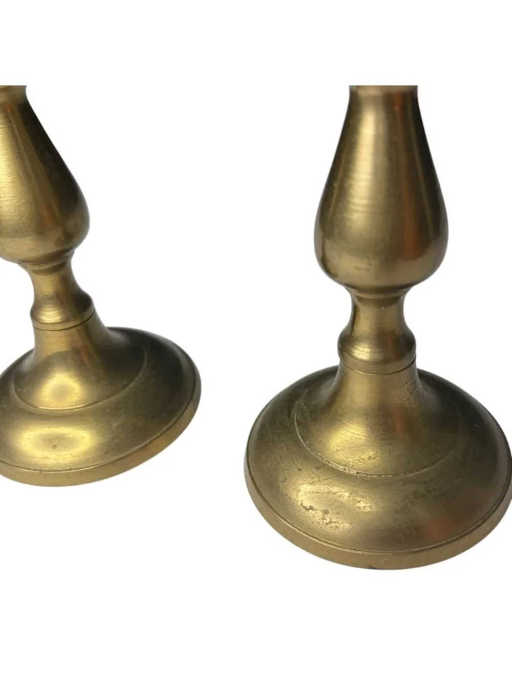 Vintage Solid Brass Candlestick Holders Pair Carnat International Taiwan Turned